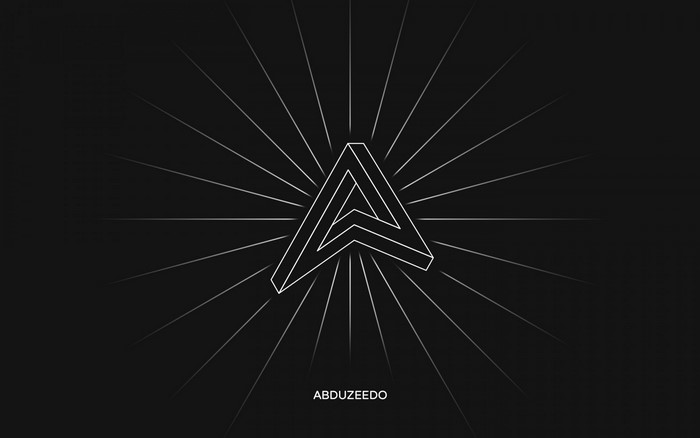Monochrome illustration of the Abduzeedo logo with radiating lines