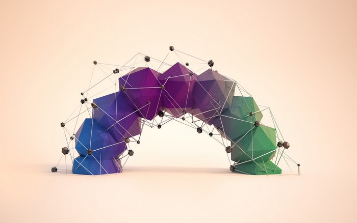 Abstract geometric arch with network connections