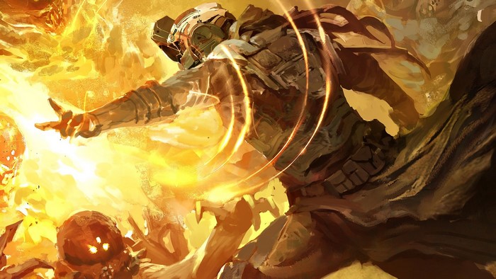 Destiny video game character in battle