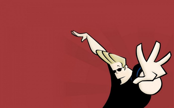 Johnny Bravo making a peace sign