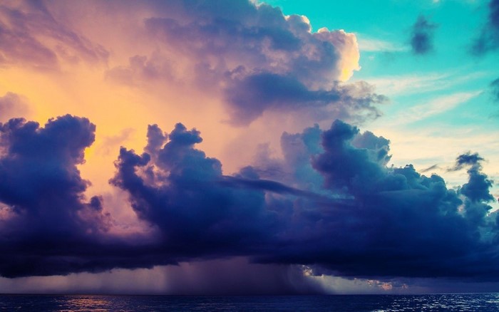 Dramatic sunset clouds over the ocean