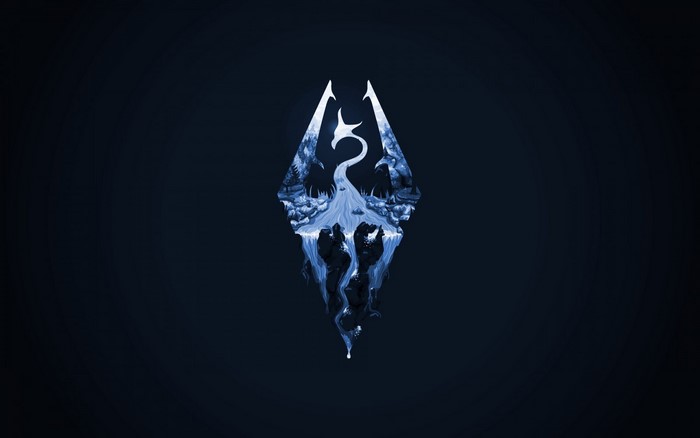 The Elder Scrolls V Skyrim Logo with Waterfall