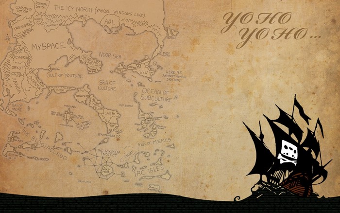 Pirate ship sailing on a map of social networks