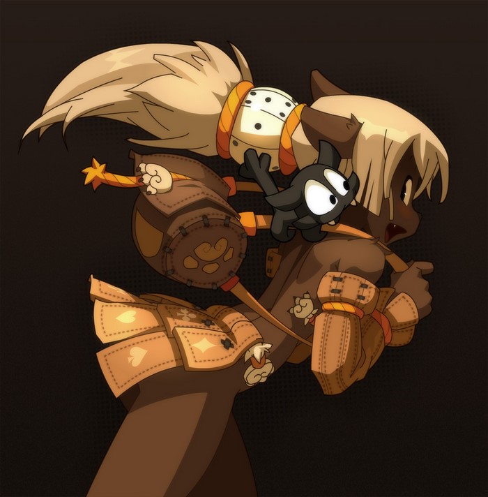 Evangelyne from Wakfu with a small black creature