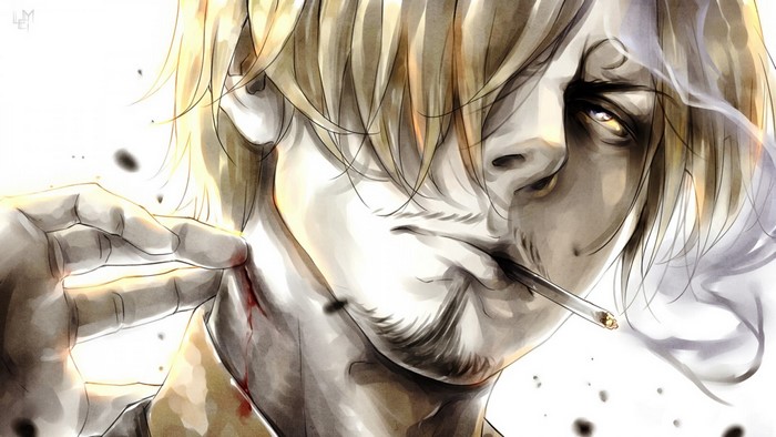 Sanji from One Piece smoking a cigarette