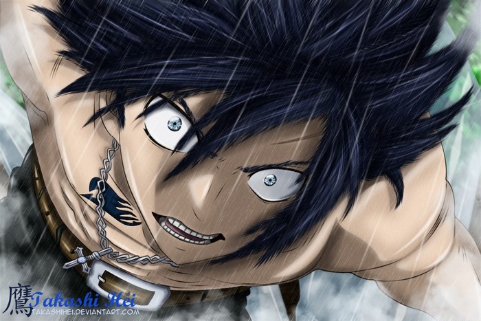 Gray Fullbuster from Fairy Tail in the rain