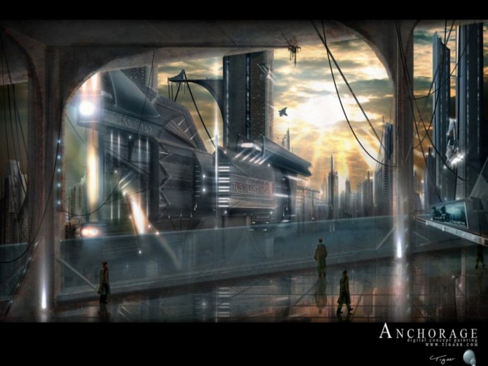 Anchorage futuristic cityscape digital concept painting