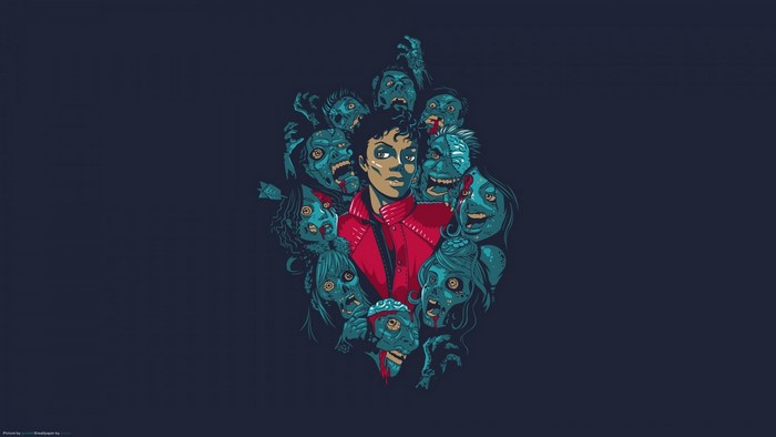 Michael Jackson surrounded by zombies
