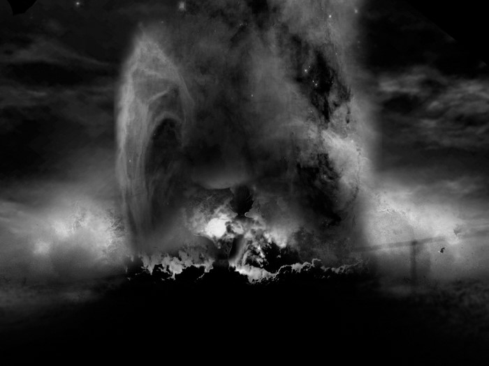 Monochrome abstract nebula in outer space