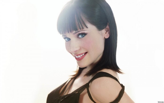 Zooey Deschanel in a black top
