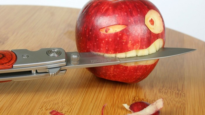 Creative Carved Apple with Knife
