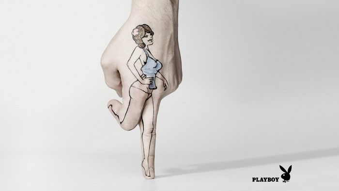 Playboy bunny drawn on a hand