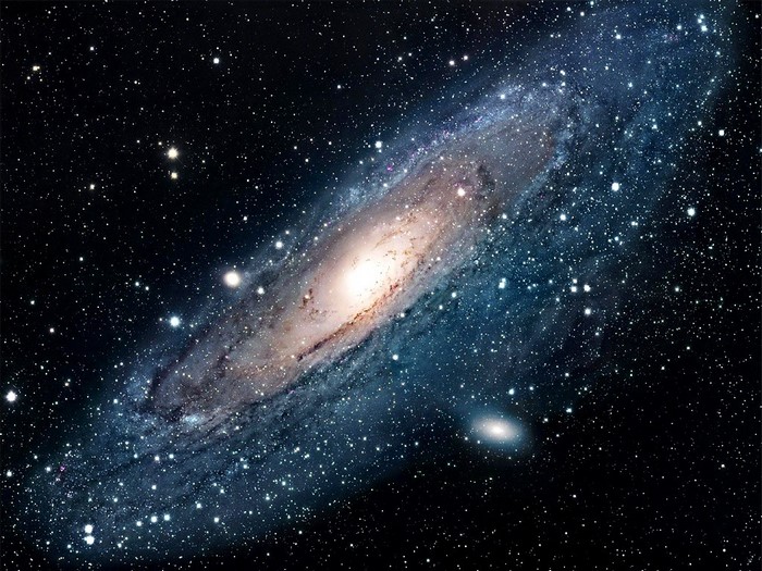 Andromeda Galaxy and Messier 110 in Space
