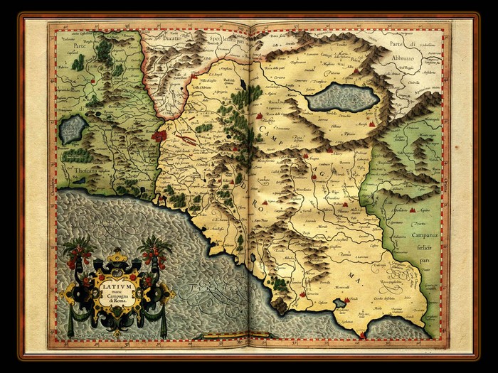 Antique map of Latium, Campagna di Roma