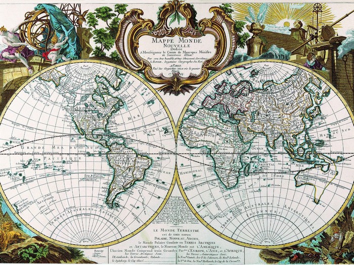 Antique World Map by Guillaume de L'Isle