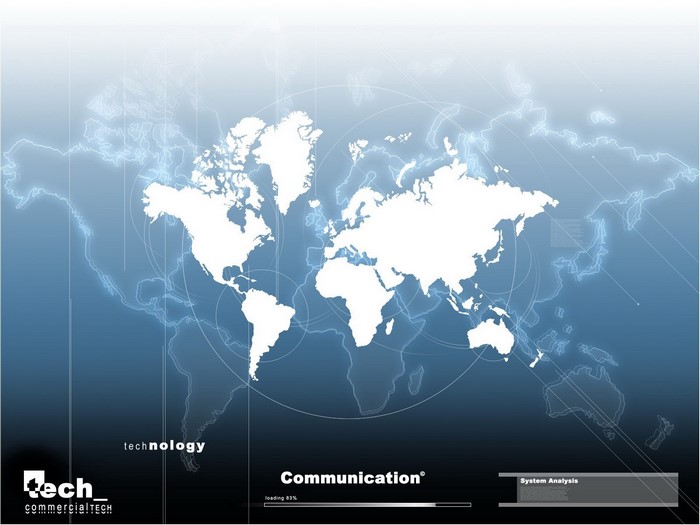 World map with technology and communication graphics