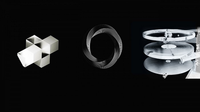 Abstract geometric shapes and mechanical objects