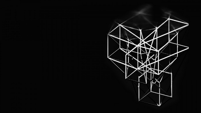 Abstract geometric sculpture with lighting effects