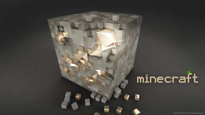 Minecraft logo and block with diamonds