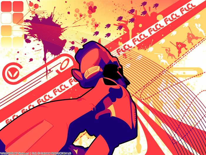 FLCL Poster with Character and Abstract Design
