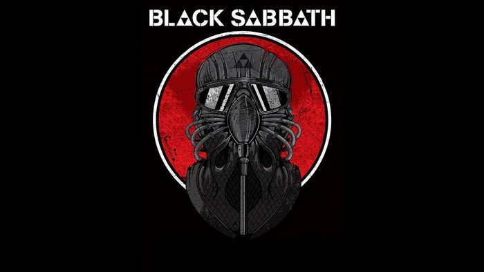 Black Sabbath logo with a masked figure