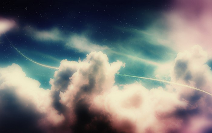 Digital art of clouds and stars