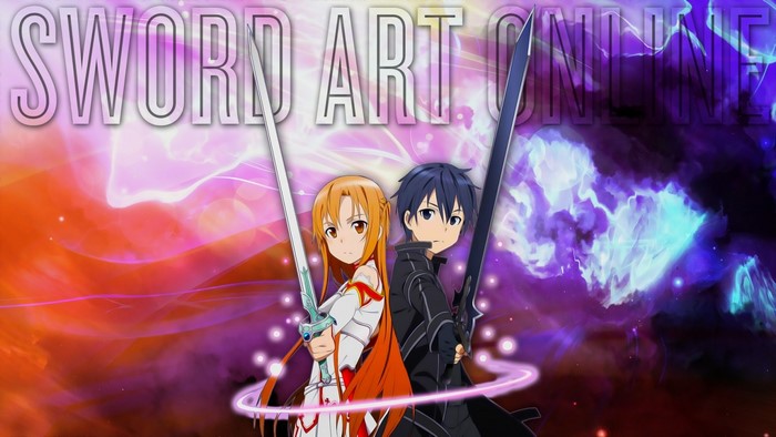 Sword Art Online: Kirito and Asuna with swords