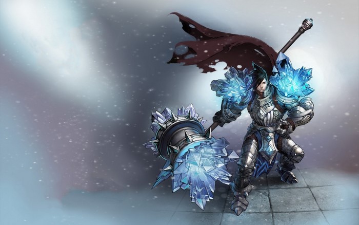 Taric from League of Legends with crystal hammer