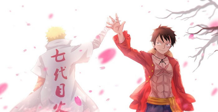 Naruto and Luffy Cherry Blossom Meeting