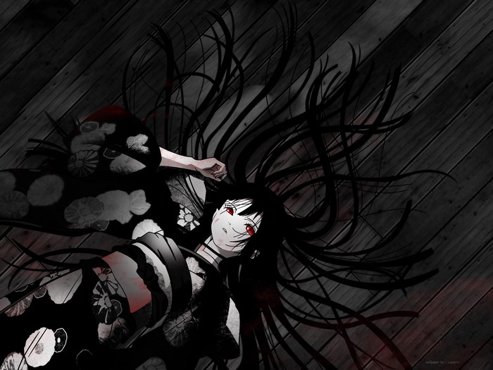 Enma Ai from Jigoku Shoujo lying down