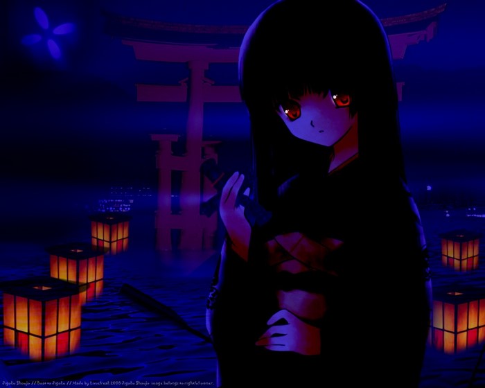 Enma Ai from Jigoku Shoujo with lanterns