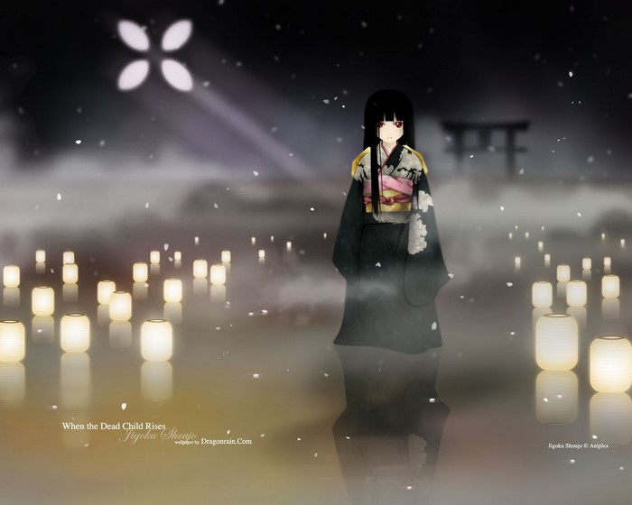 Enma Ai from Jigoku Shoujo with lanterns