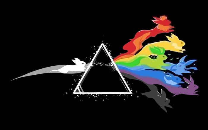 Eeveelutions from Pokemon and Pink Floyd's Dark Side of the Moon prism