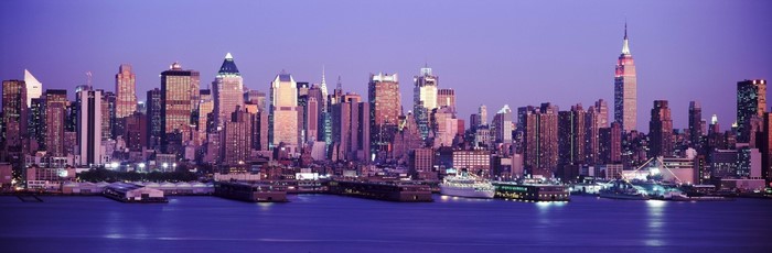 New York City skyline at dusk with Empire State Building