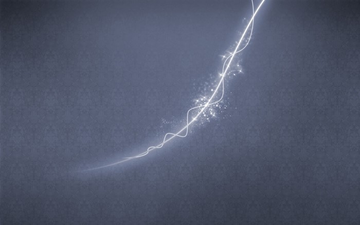 Abstract white lightning streak with sparkles on dark background