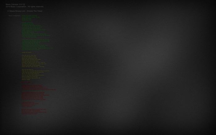 Music lyrics on a dark background