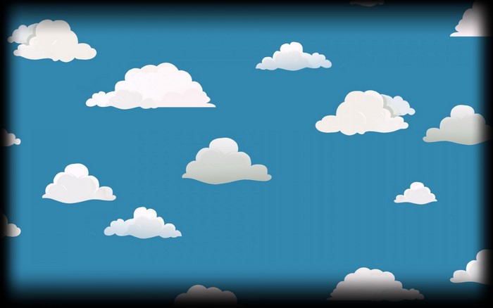 Minimalist illustration of clouds in a blue sky