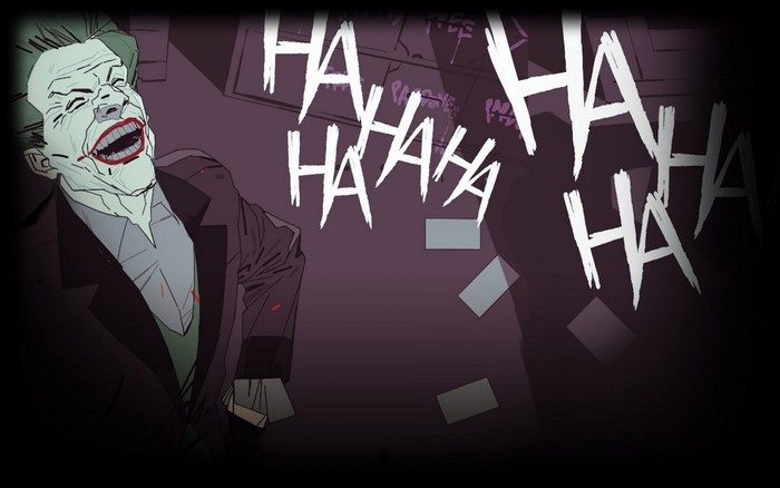 Joker from Batman laughing with "HA HA" text