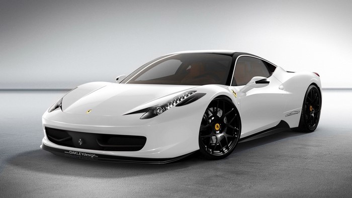 White Ferrari 458 with black wheels