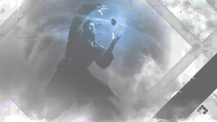 Man casting a spell with a dark orb