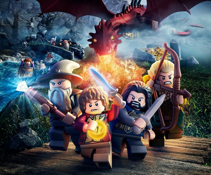 LEGO The Hobbit characters with dragon