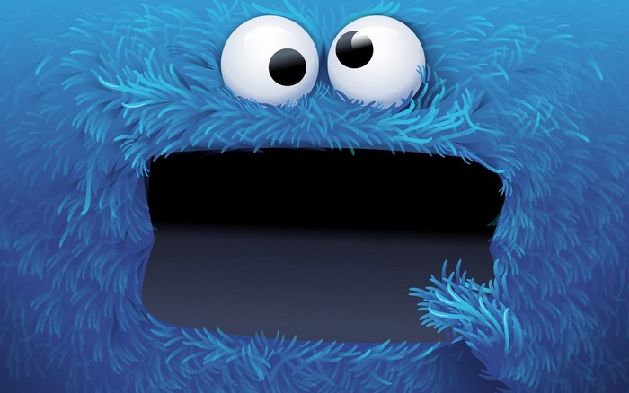 Blue furry monster with big eyes