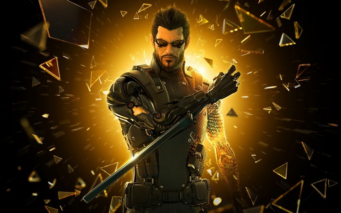 Adam Jensen from Deus Ex: Human Revolution with sword