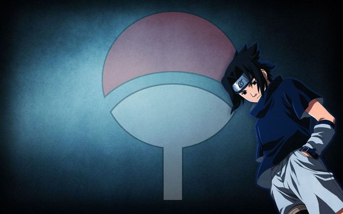 Sasuke Uchiha from Naruto Shippuden with Uchiha Clan Symbol