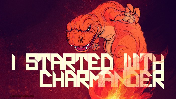 Charmander from Pokemon with text