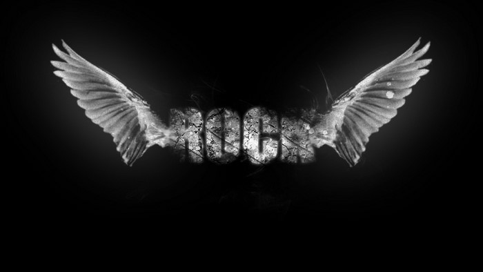 Text "HOGE" with wings on black background