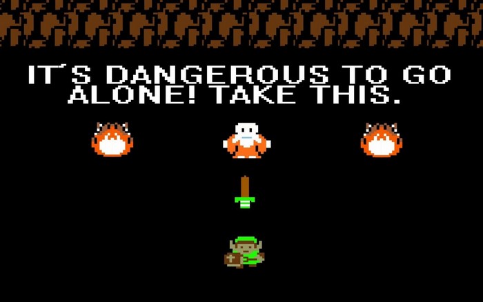 Link from The Legend of Zelda receives a sword