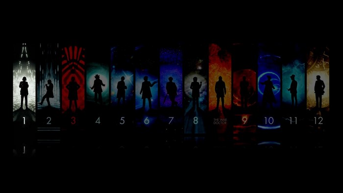 Doctor Who silhouettes of the Doctors