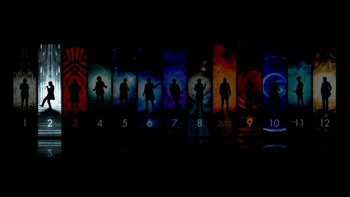 Doctor Who silhouettes of the Doctors