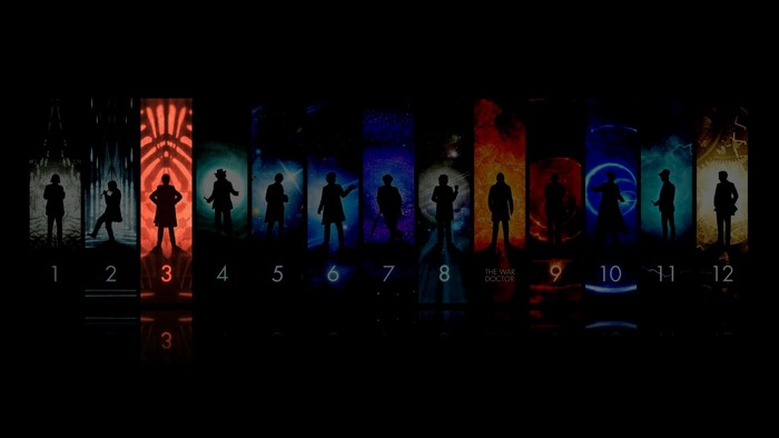 Doctor Who silhouettes of the Doctors